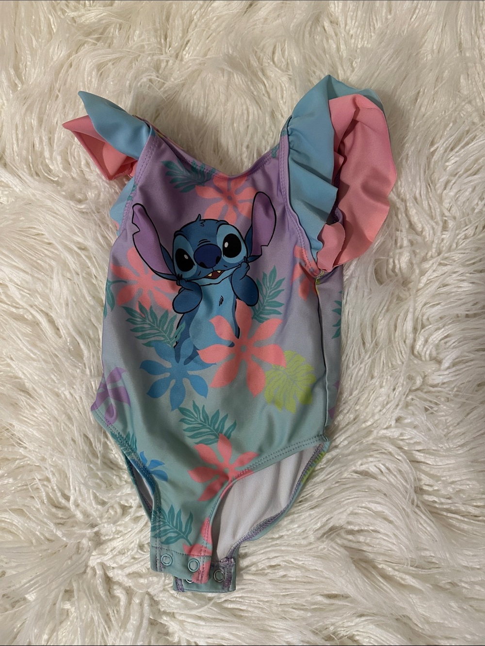 Disney Pastel Blue & Pink Lilo & Stitch Floral One-Piece Swimsuit